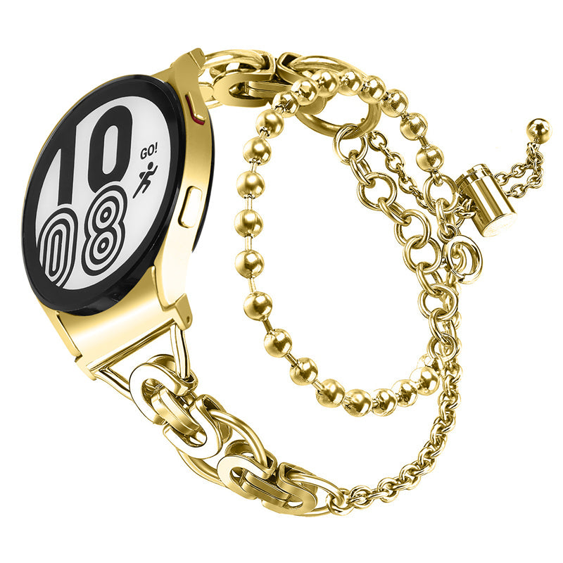 For Samsung Galaxy Watch4 Active 40mm 44mm Watch4 Classic 46mm 42mm Stylish Bead Decor Dual Circle Watch Band Stainless Steel Bracelet Wristband Strap For Samsung Galaxy Watch4 Active 40mm 44mm Watch4 Classic 46mm 42mm Stylish Bead Decor Dual Circle Watch Band Stainless Steel Bracelet Wristband Strap
